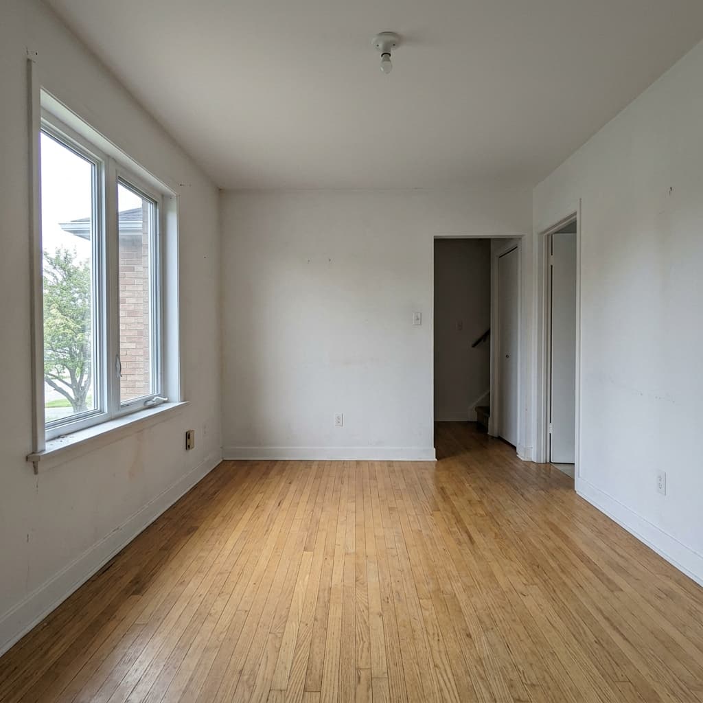 Step 1: Upload unedited room photo for AI spatial analysis